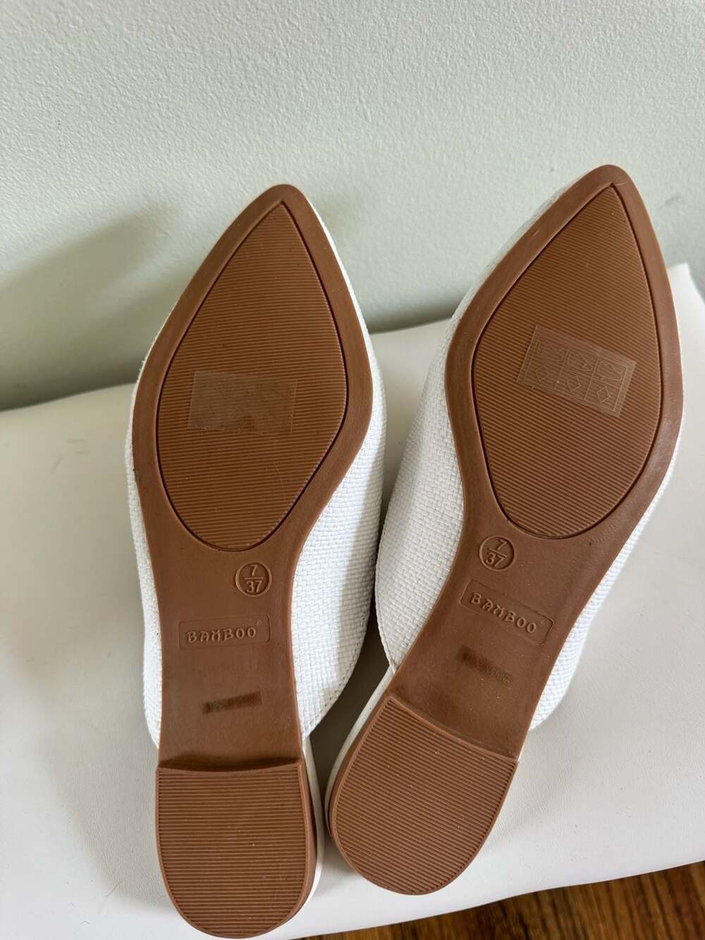 Bamboo Journal-83 White Woven Pointed Toe Slip-On Flat Mules Size 7 - Picture 3 of 3